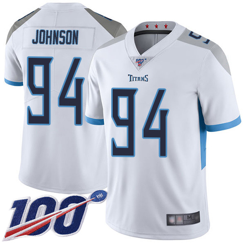 Tennessee Titans Limited White Men Austin Johnson Road Jersey NFL Football 94 100th Season Vapor Untouchable